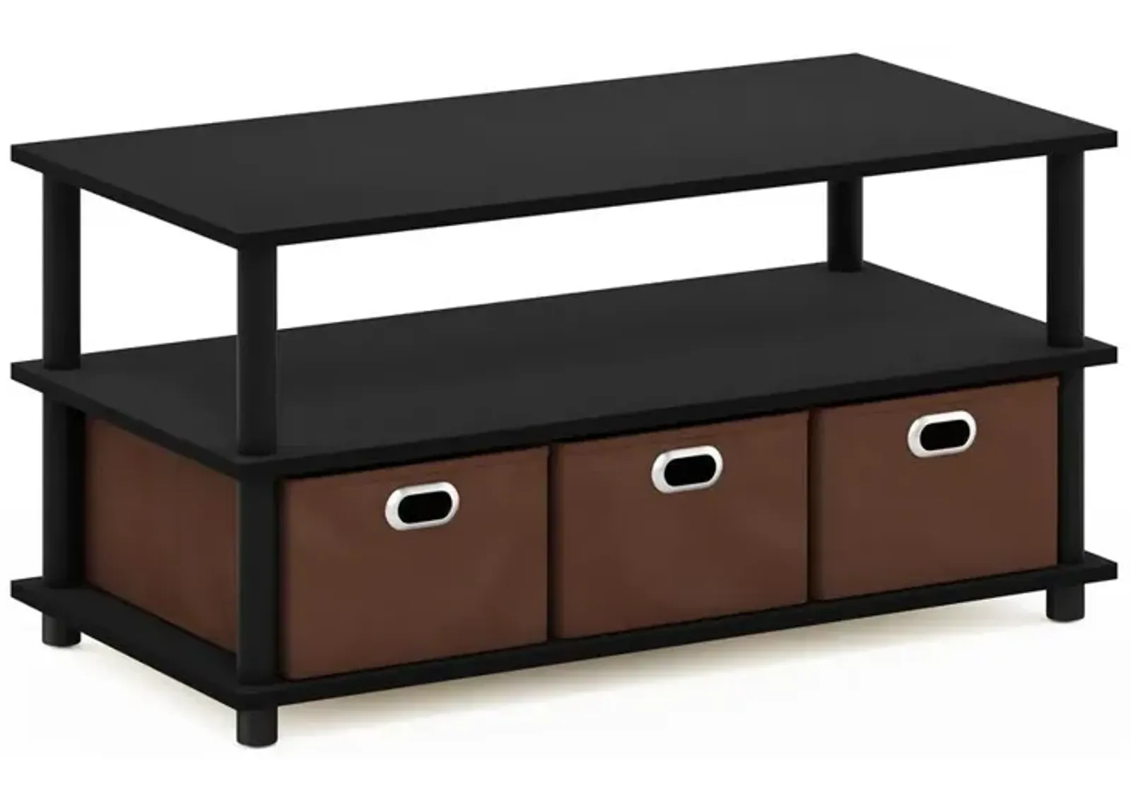 Furinno Frans Turn-N-Tube Coffee Table with Bin Drawers, Black Oak/Black/Brown