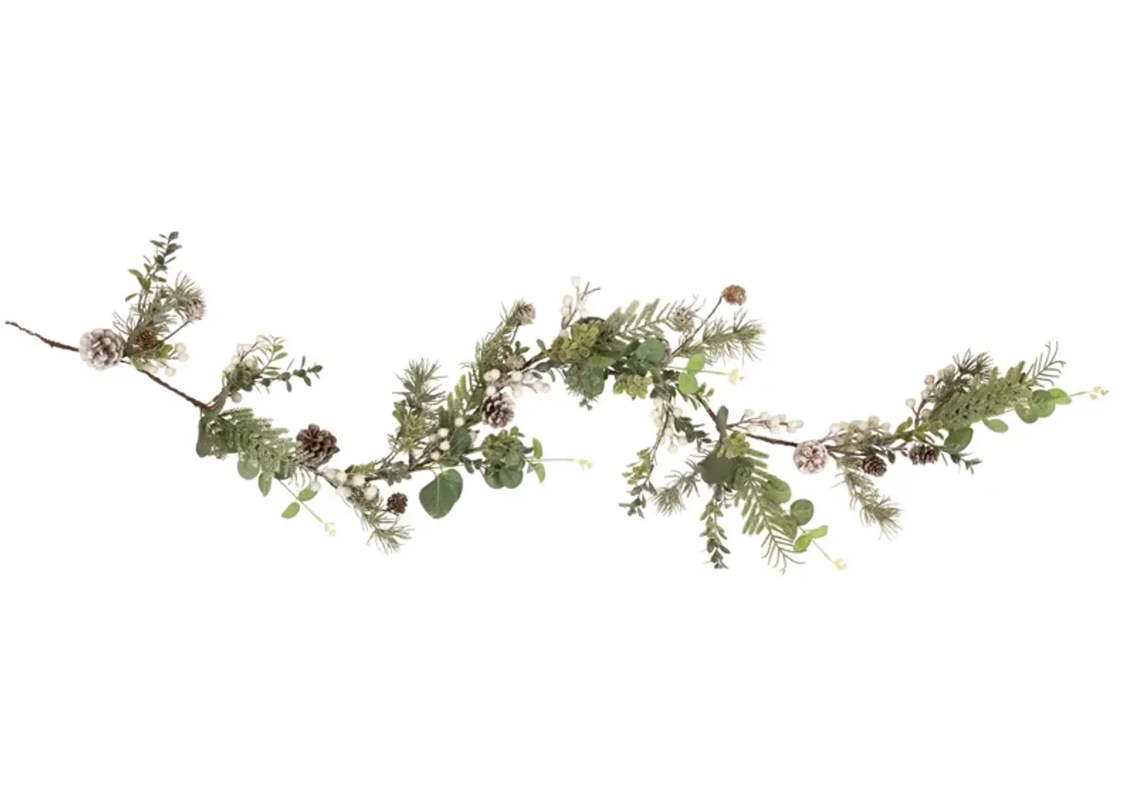 5' White Berry  Eucalyptus and Pinecone Christmas Garland - Unlit