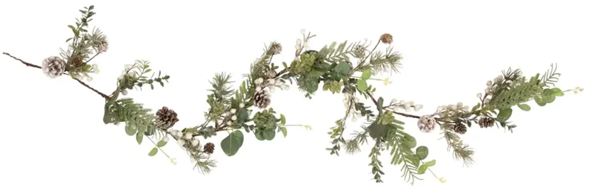 5' White Berry  Eucalyptus and Pinecone Christmas Garland - Unlit