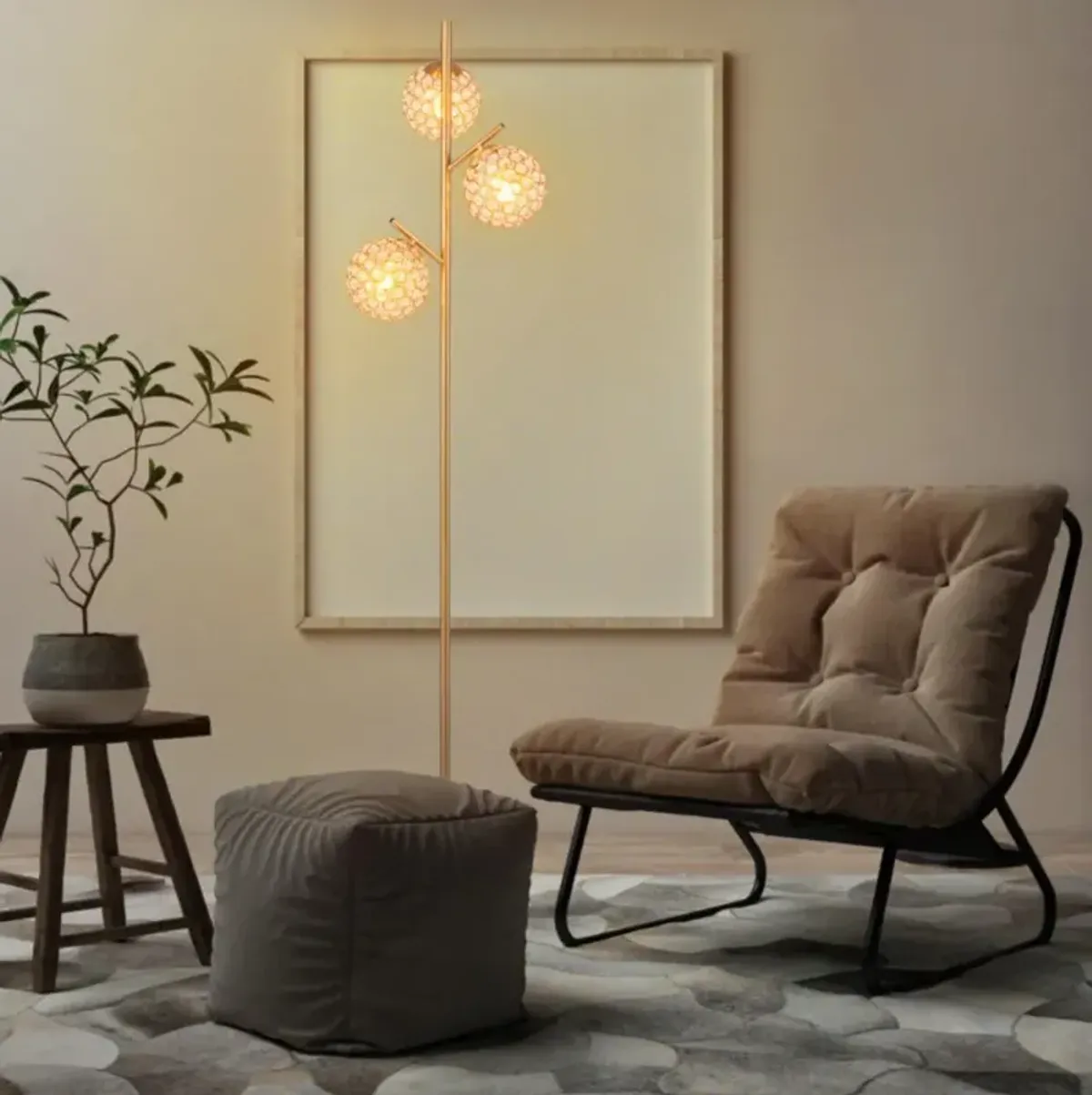 Hivvago 3-Globe Floor Lamp with Foot Switch and 3 E26 Bulb Bases