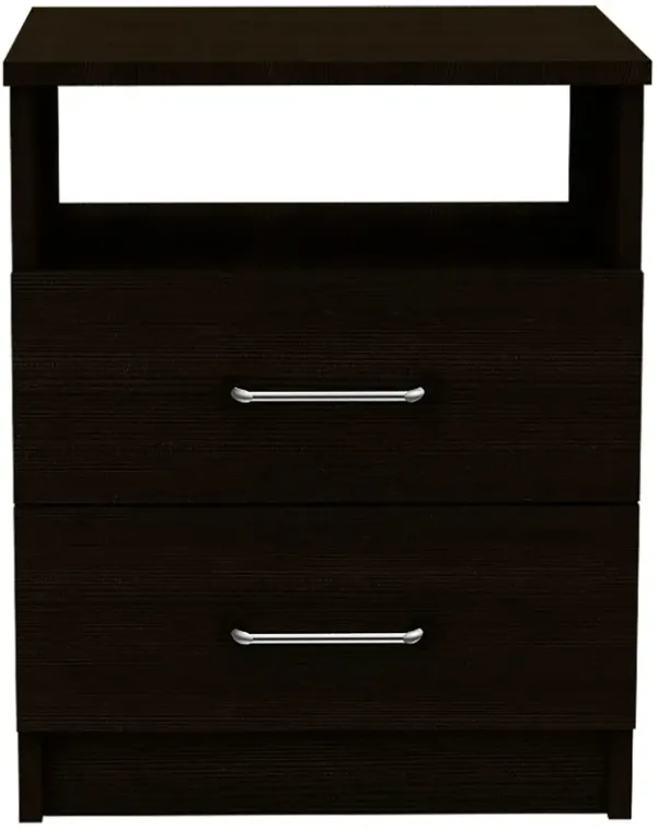 Durable Wood Nightstand with Two Drawers – Modern Bedside Table