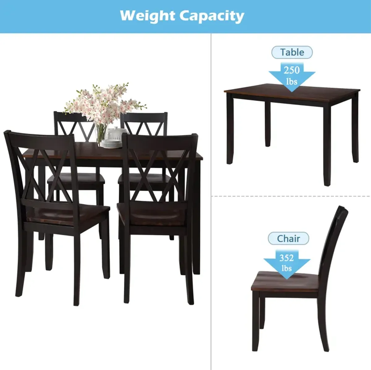 Merax Home Kitchen Dining Table Set with Chairs