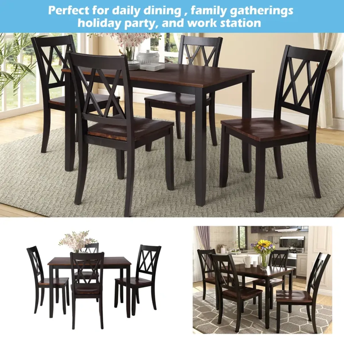 Merax Home Kitchen Dining Table Set with Chairs