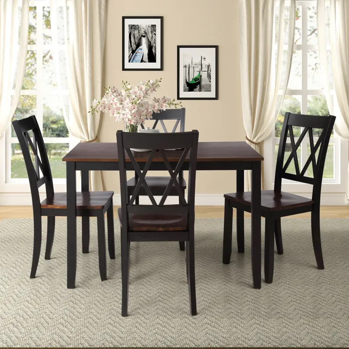 Merax Home Kitchen Dining Table Set with Chairs