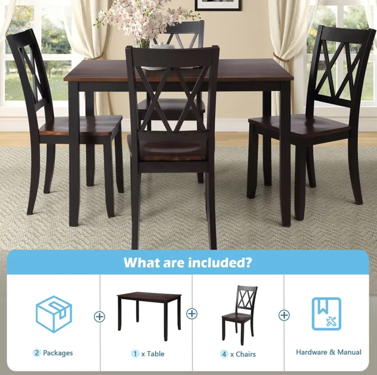 Merax Home Kitchen Dining Table Set with Chairs