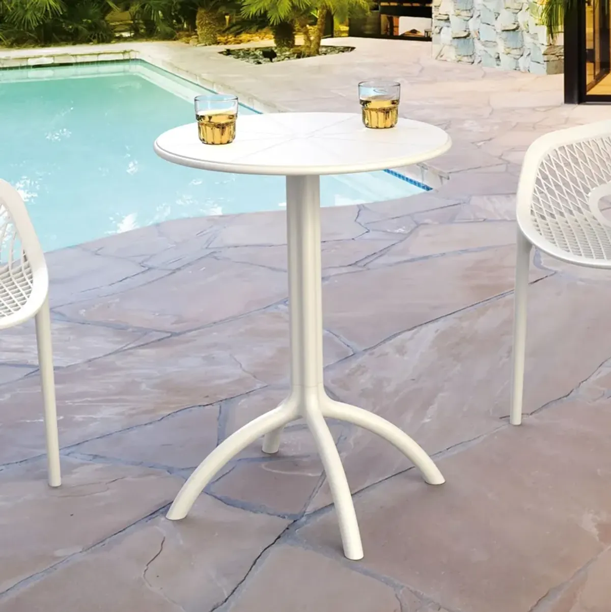 29" Silver Durable Round Outdoor Patio Dining Table