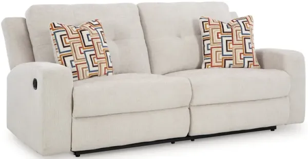 Genna Manual Reclining Sofa, Light Beige Polyester, 2 Pillows, 87 Inch - Benzara