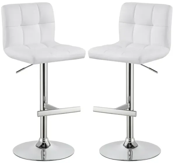 Lenny Upholstered Adjustable Bar Stool White (Set of 2)
