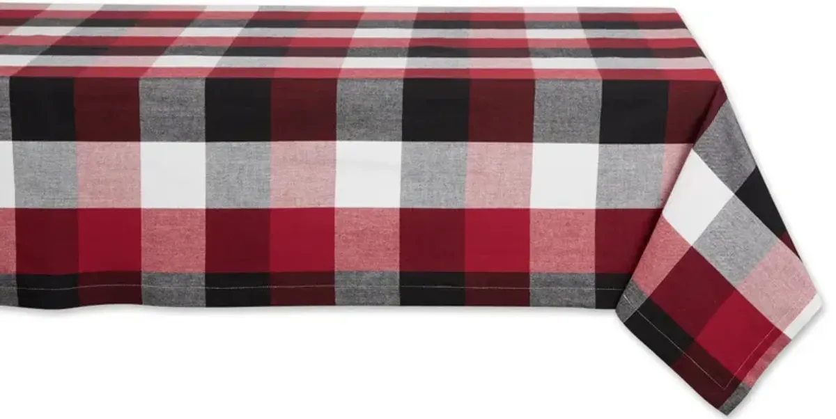 104" Cardinal Red and White Tri Color Check Rectangle Tablecloth