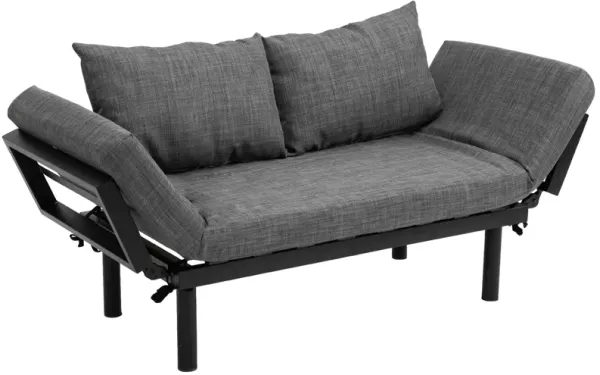 Gray Modern Lounger: 5-Position Adjustable Sofa Bed with Pillows