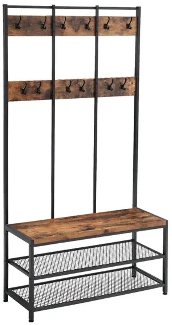 Hivvago Industrial Brown Large Storage Coat Rack