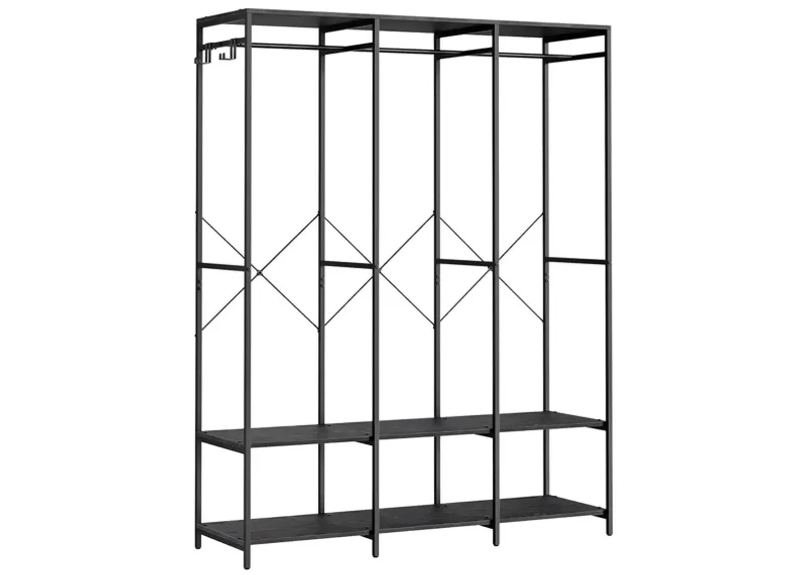 3-Column Clothes Rack with Multiple Hanging Rods for Maximum Storage Space