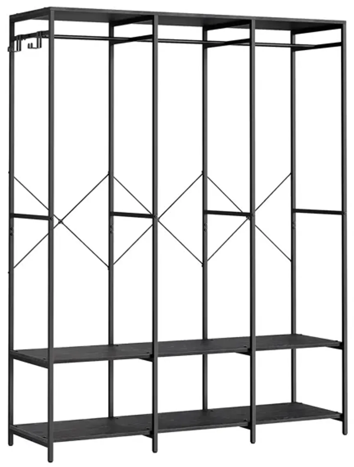 3-Column Clothes Rack with Multiple Hanging Rods for Maximum Storage Space