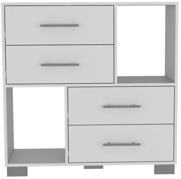 Brooks 2-Shelf 4-Drawer Dresser White