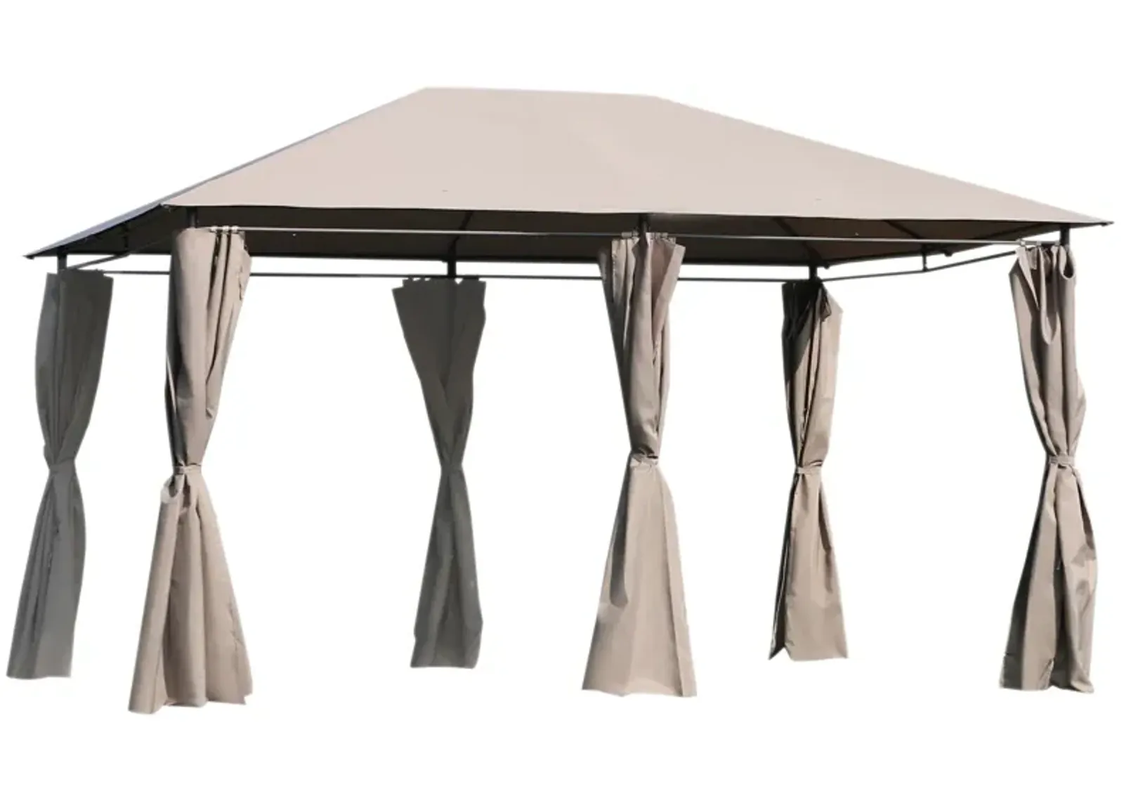 Khaki Outdoor Haven: 10'x13' Gazebo with 6 Removable Sidewalls