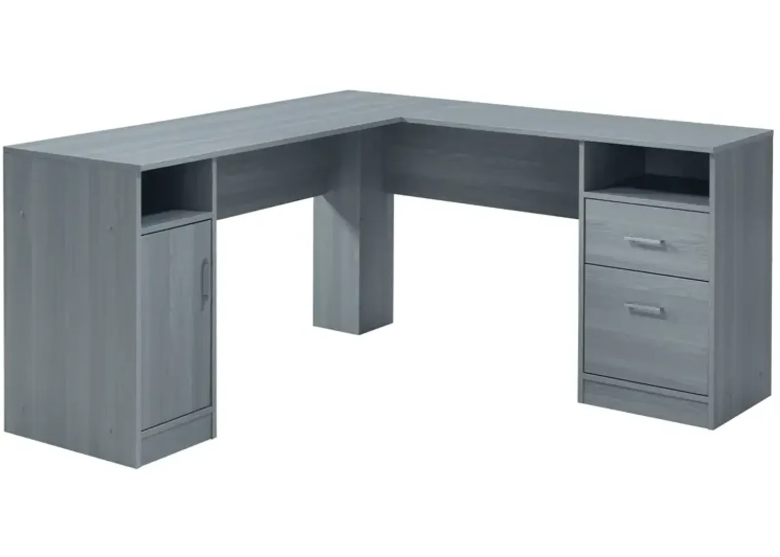 Functional L-SHAPED Desk with Storage, Grey