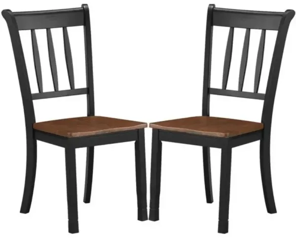 Hivvago Set of 2 Solid Wood White Mission Style Armless Dining Chair with Brown Seat