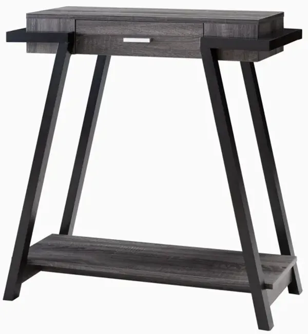 Distressed Grey & Black Console Table with Drawer & Bottom Shelf E