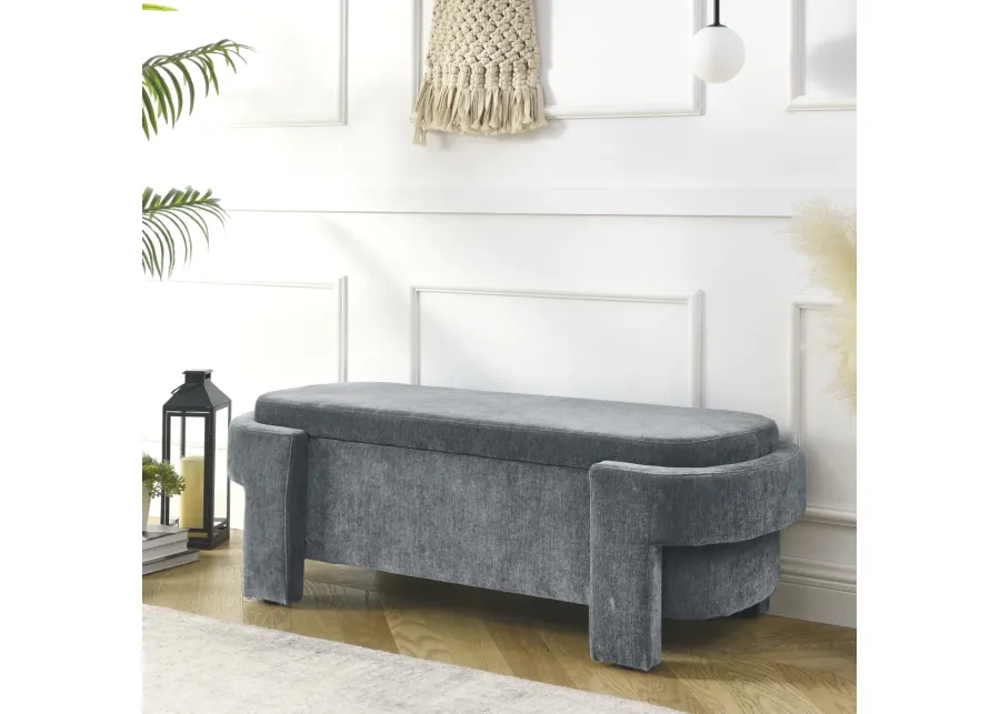 Chenille Upholstered Bench With Large Storage Space For The Living Room, Entryway And Bedroom