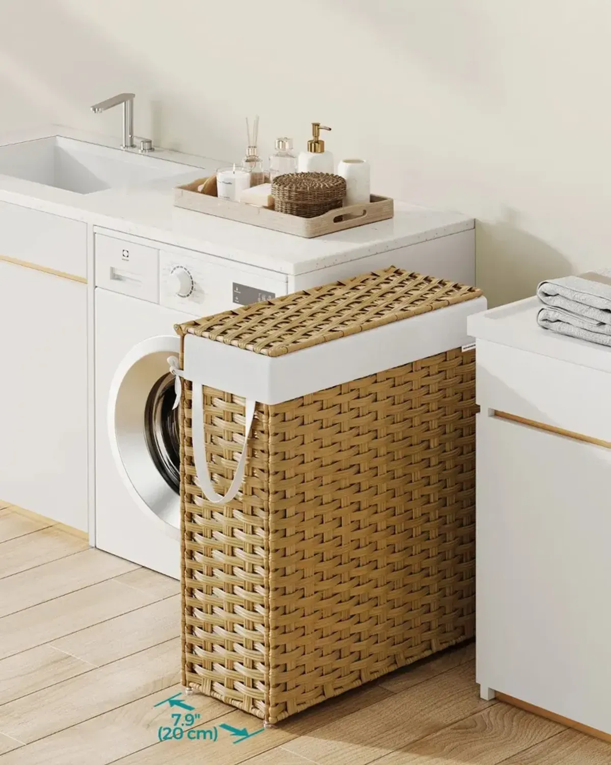 Slim Laundry Hamper with Lid for Space-Saving Storage