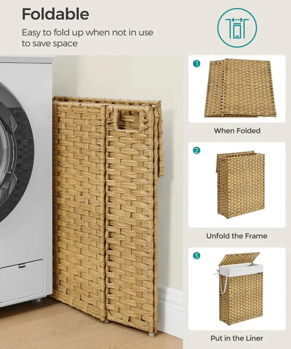 Slim Laundry Hamper with Lid for Space-Saving Storage