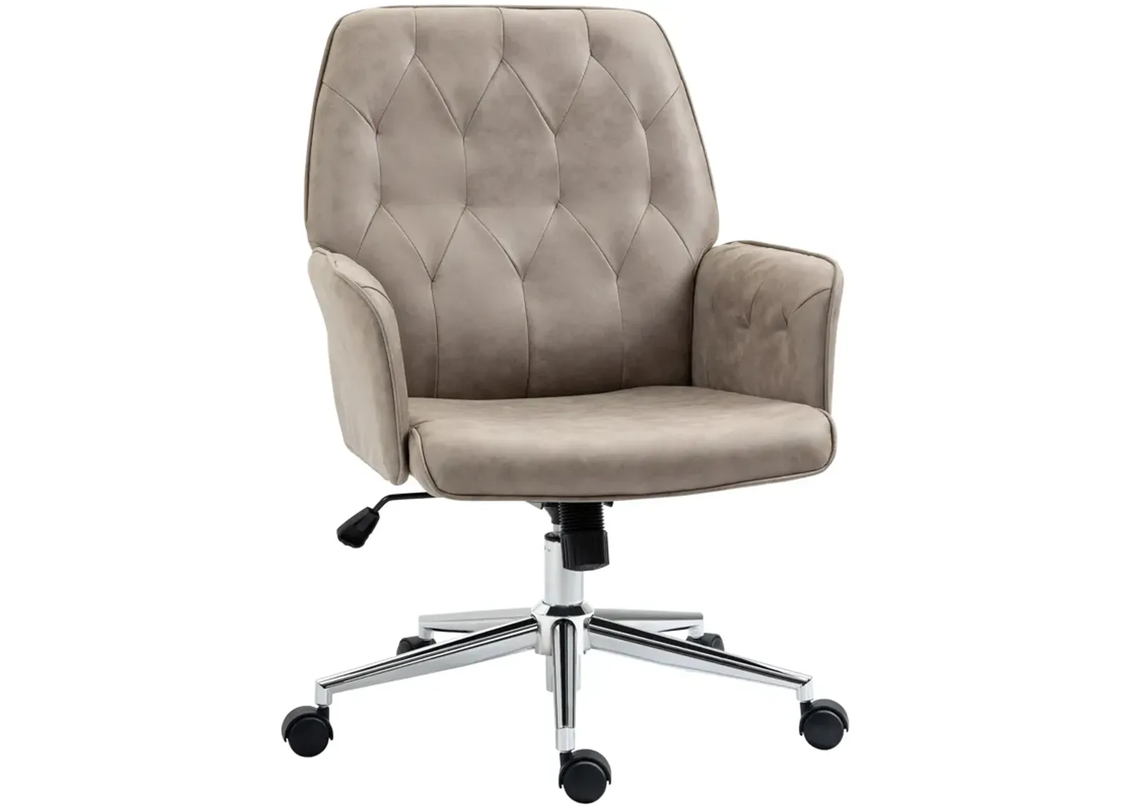 Light Grey Task Seater: Swivel Mid-Back Tufted Linen Desk Chair