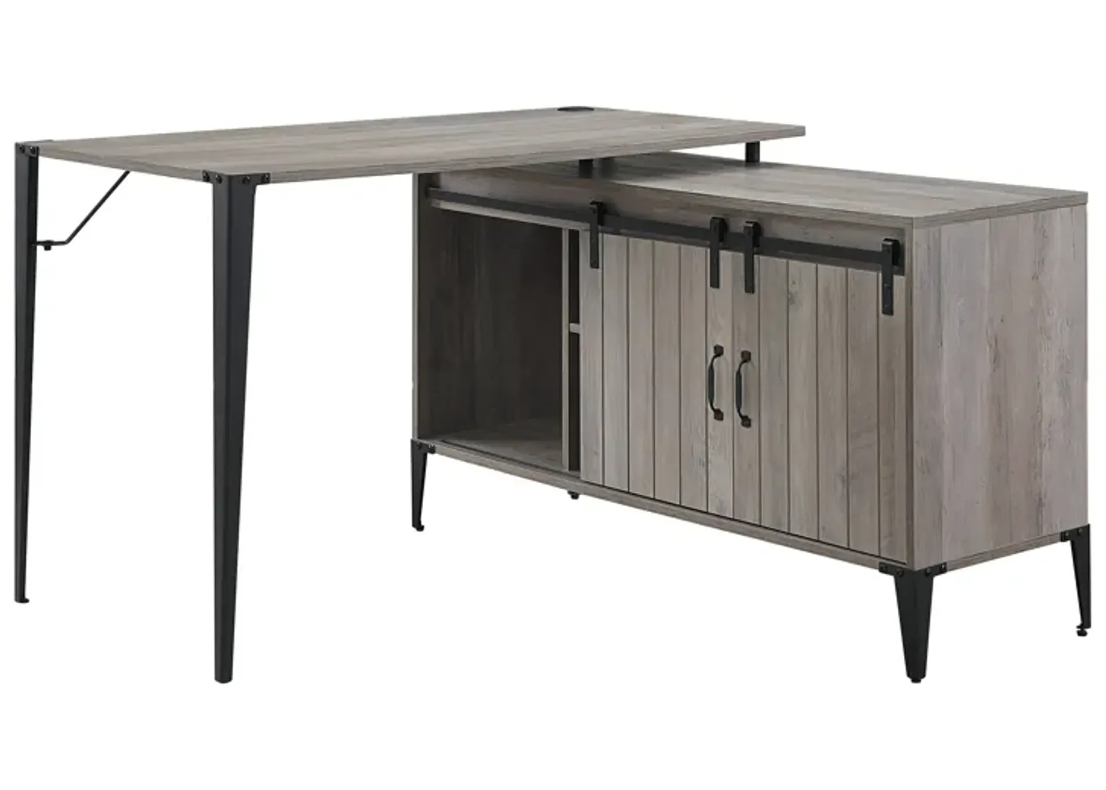 ACME Zakwani Writing Desk, Gray Oak & Black Finish