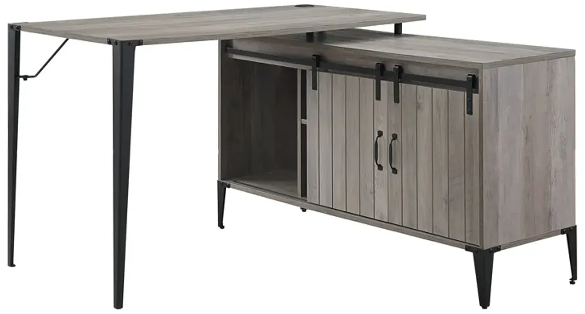 ACME Zakwani Writing Desk, Gray Oak & Black Finish