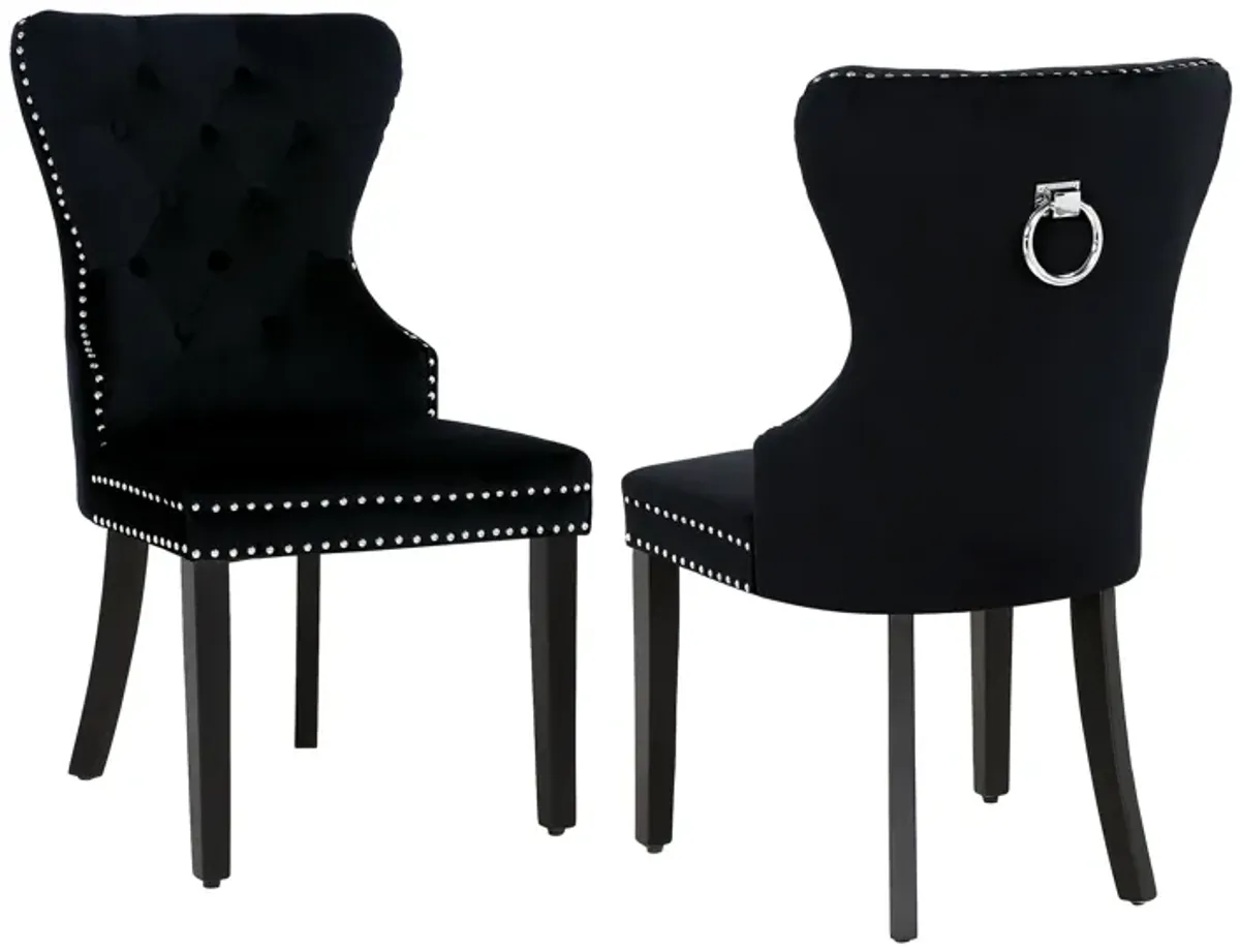 WestinTrends Velvet Upholstered Tufted Dining Chairs (Set of 2)