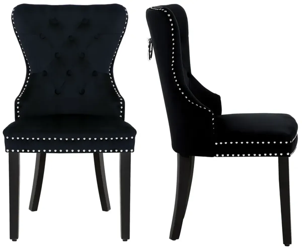 WestinTrends Velvet Upholstered Tufted Dining Chairs (Set of 2)