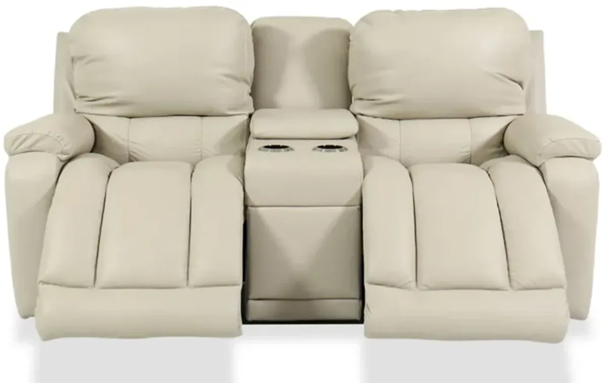 Greyson Ice Leather Power Reclining Loveseat with Headrest & Console