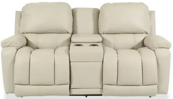 Greyson Ice Leather Power Reclining Loveseat with Headrest & Console