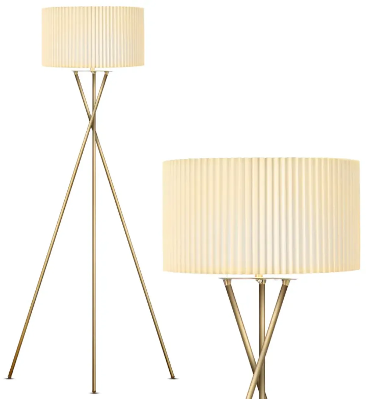 Jaxon LED Floor Lamp - Pleated Shade in Brass