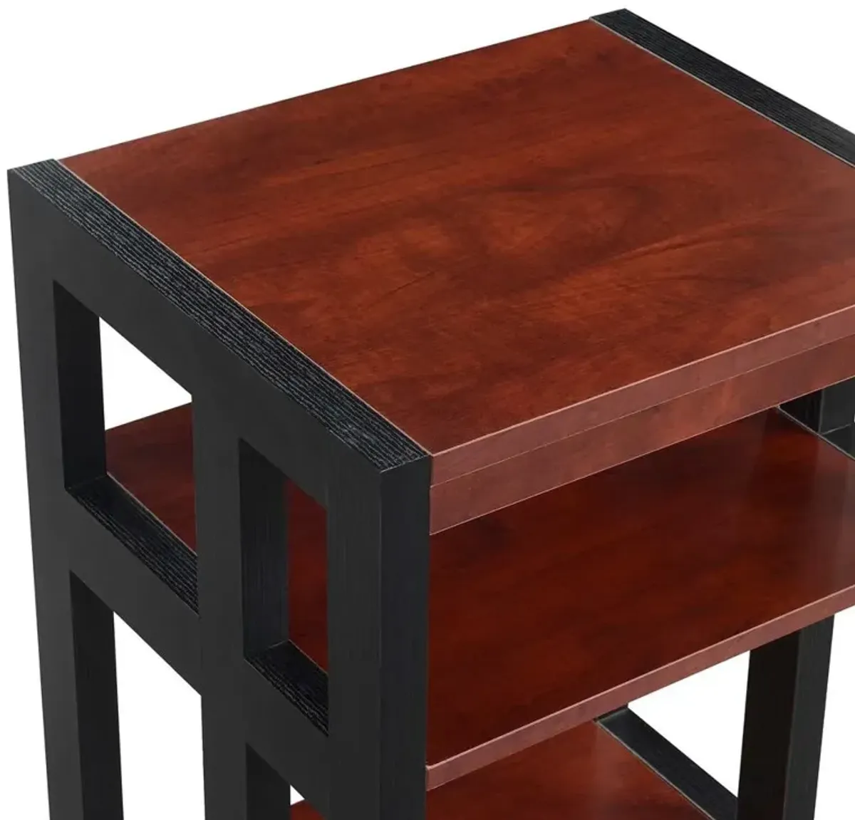 Convenience Concepts Monterey End Table with Shelves, Cherry/Black