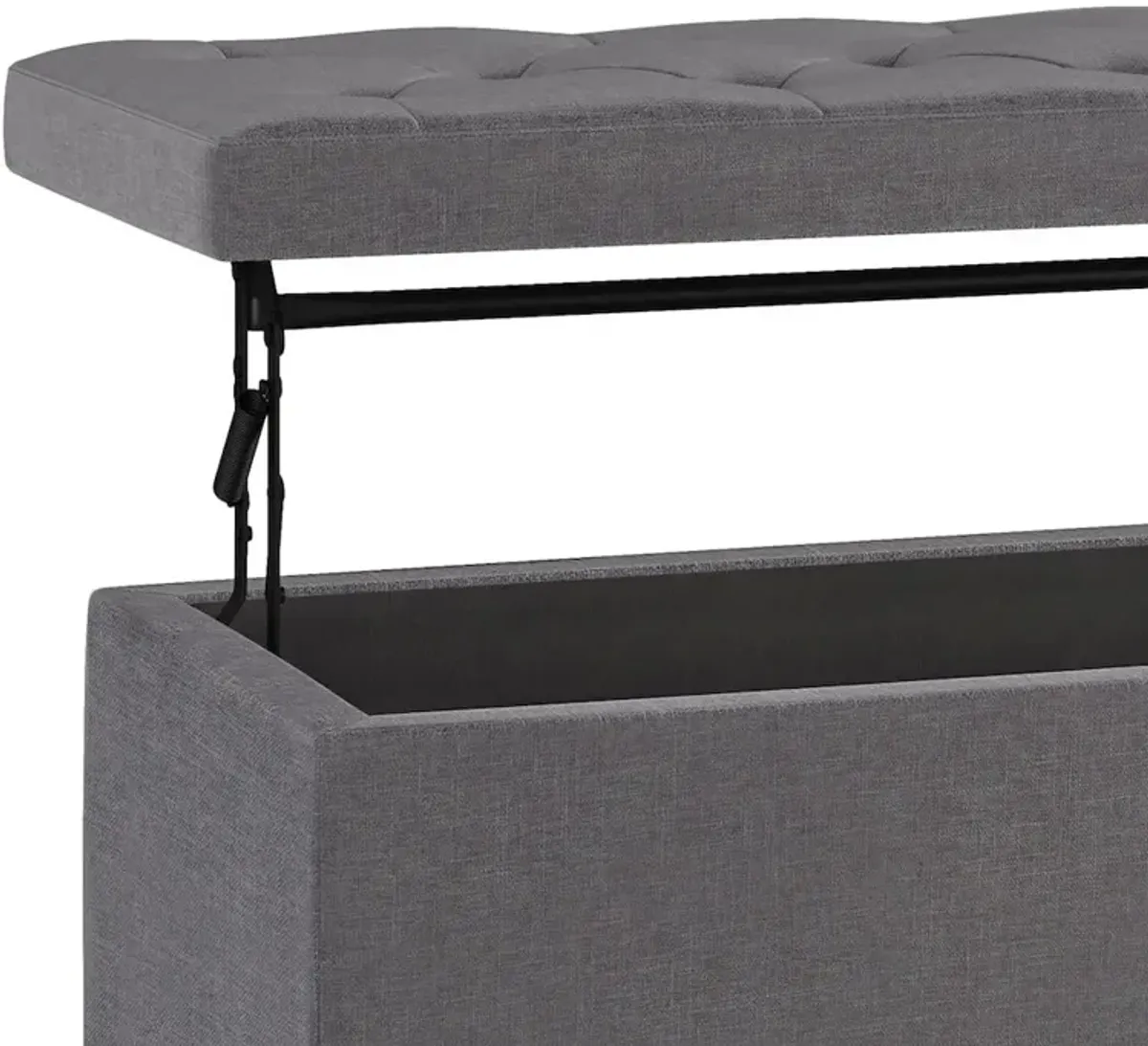 Simpli Home Hamilton Lift Top Rectangular Storage Ottoman In Slate Grey Linen Look Fabric