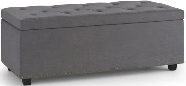 Simpli Home Hamilton Lift Top Rectangular Storage Ottoman In Slate Grey Linen Look Fabric