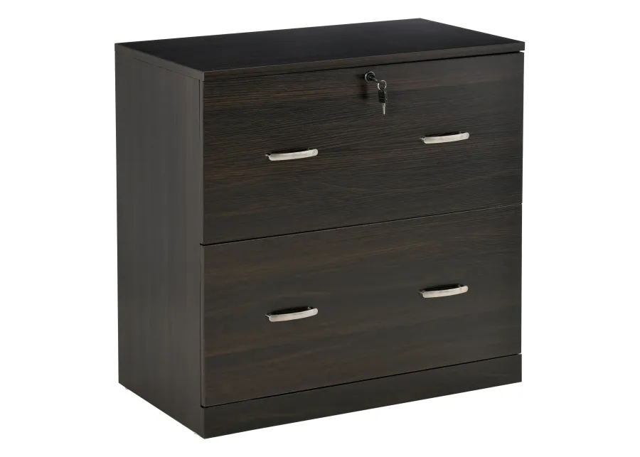 Walnut Office Storage: Lateral Filing Dresser with 2 Lockable Drawers