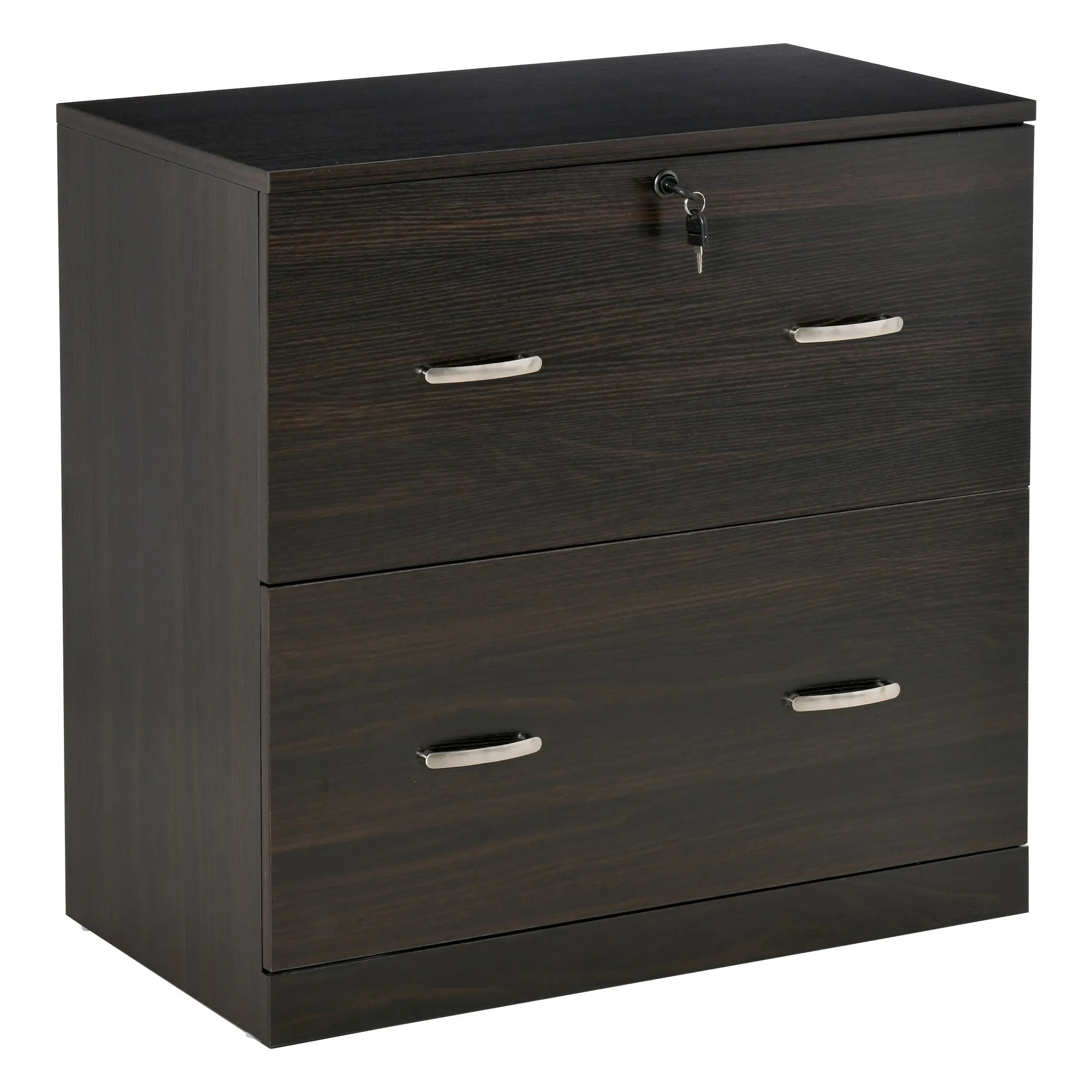 Walnut Office Storage: Lateral Filing Dresser with 2 Lockable Drawers