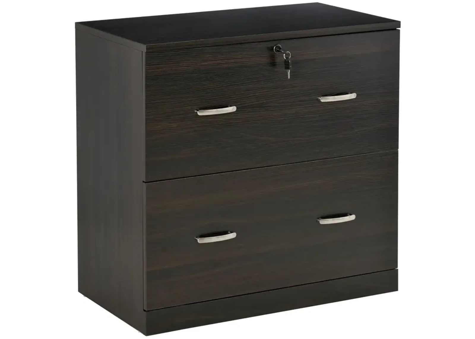 Walnut Office Storage: Lateral Filing Dresser with 2 Lockable Drawers