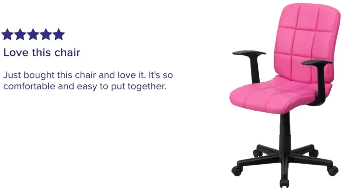 Clayton Mid-Back Quilted Vinyl Swivel Task Office Chair with Arms