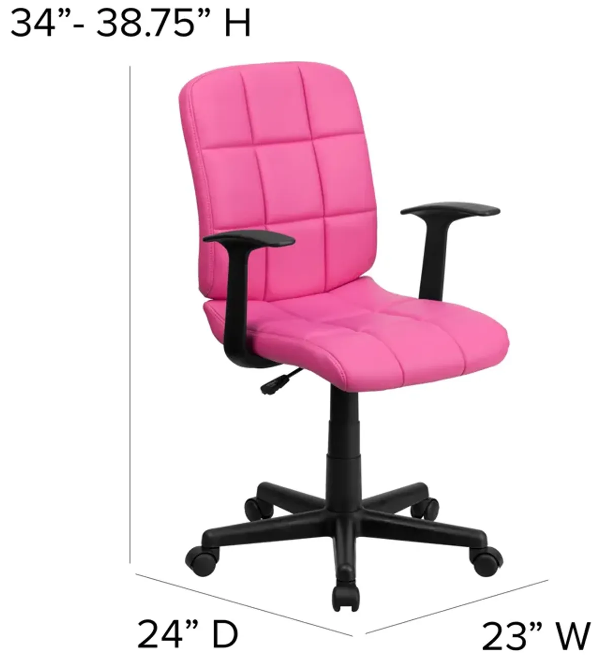 Clayton Mid-Back Quilted Vinyl Swivel Task Office Chair with Arms