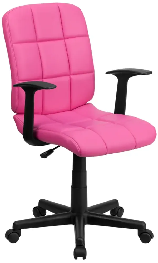 Clayton Mid-Back Quilted Vinyl Swivel Task Office Chair with Arms