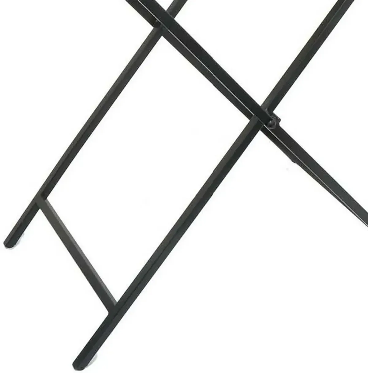 Dain 28 Inch Serving Tray Table, Foldable, Black Metal Stand, White Finish - Benzara