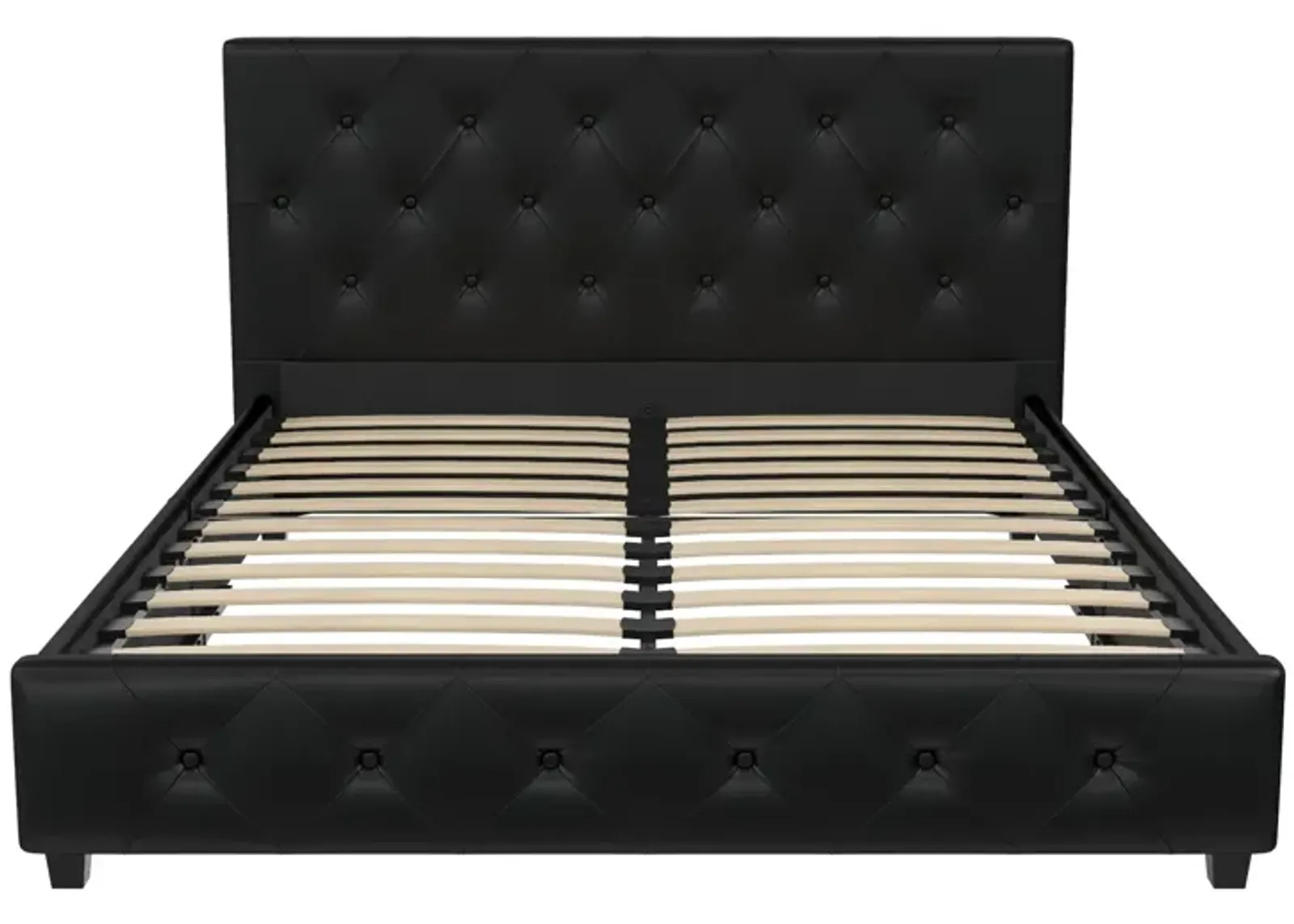 Atwater Living Dana Upholstered Bed, Queen, Black Faux Leather