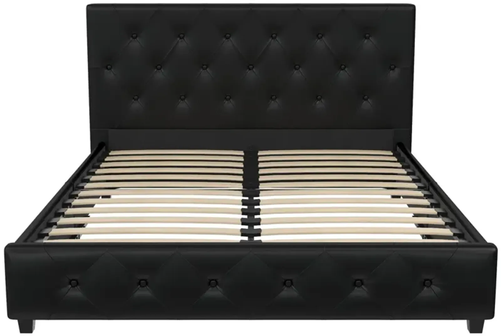 Atwater Living Dana Upholstered Bed, Queen, Black Faux Leather