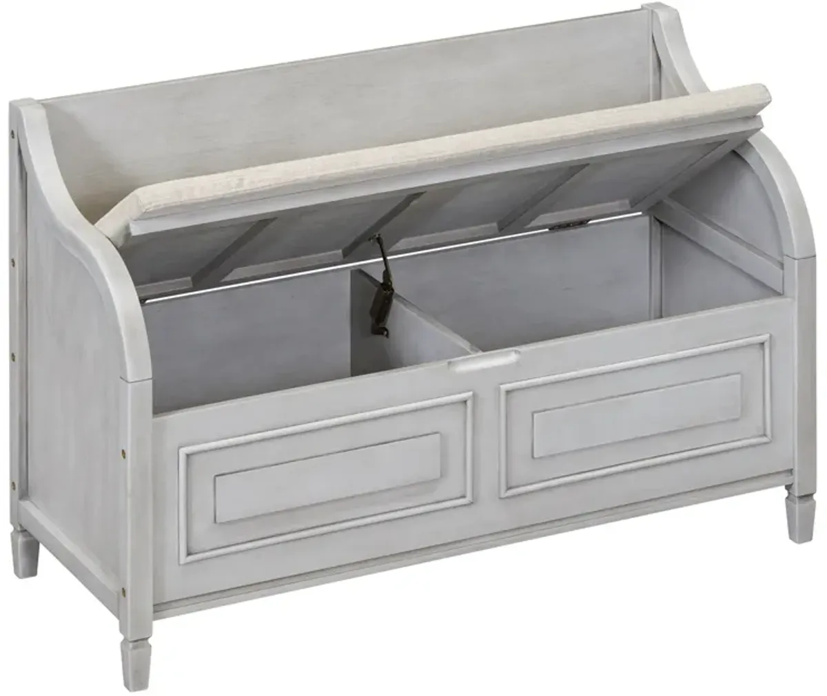 Gewnee Rustic Style Solid wood Entryway Multifunctional Storage Bench with Safety Hinge (Gray Wash+ Beige)