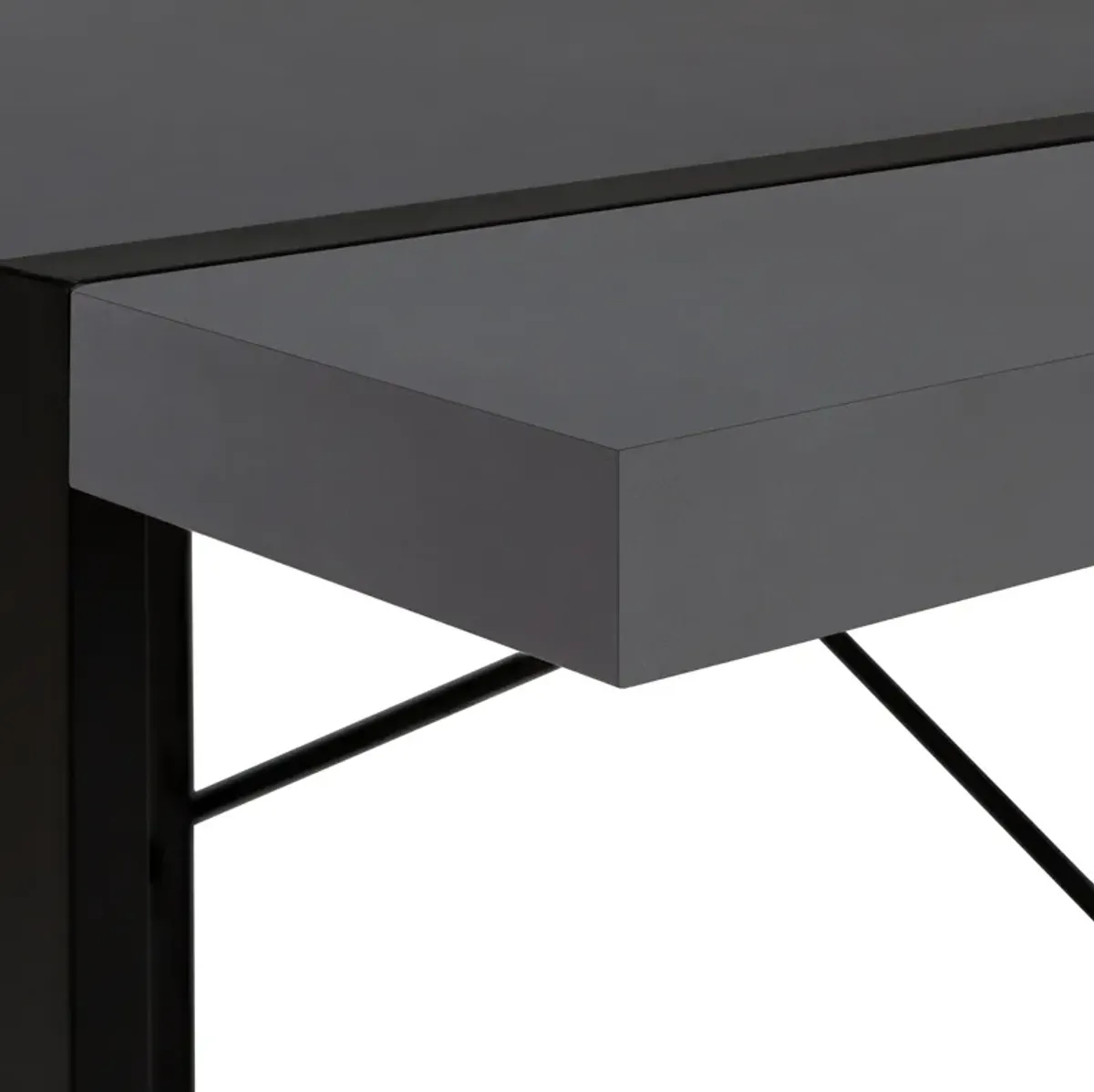 Monarch Specialties I 7660 Computer Desk, Home Office, Laptop, 48"L, Work, Metal, Laminate, Grey, Black, Contemporary, Modern