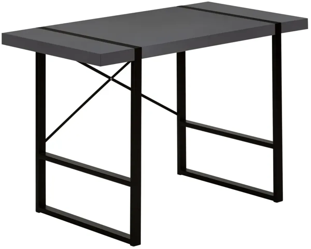 Monarch Specialties I 7660 Computer Desk, Home Office, Laptop, 48"L, Work, Metal, Laminate, Grey, Black, Contemporary, Modern