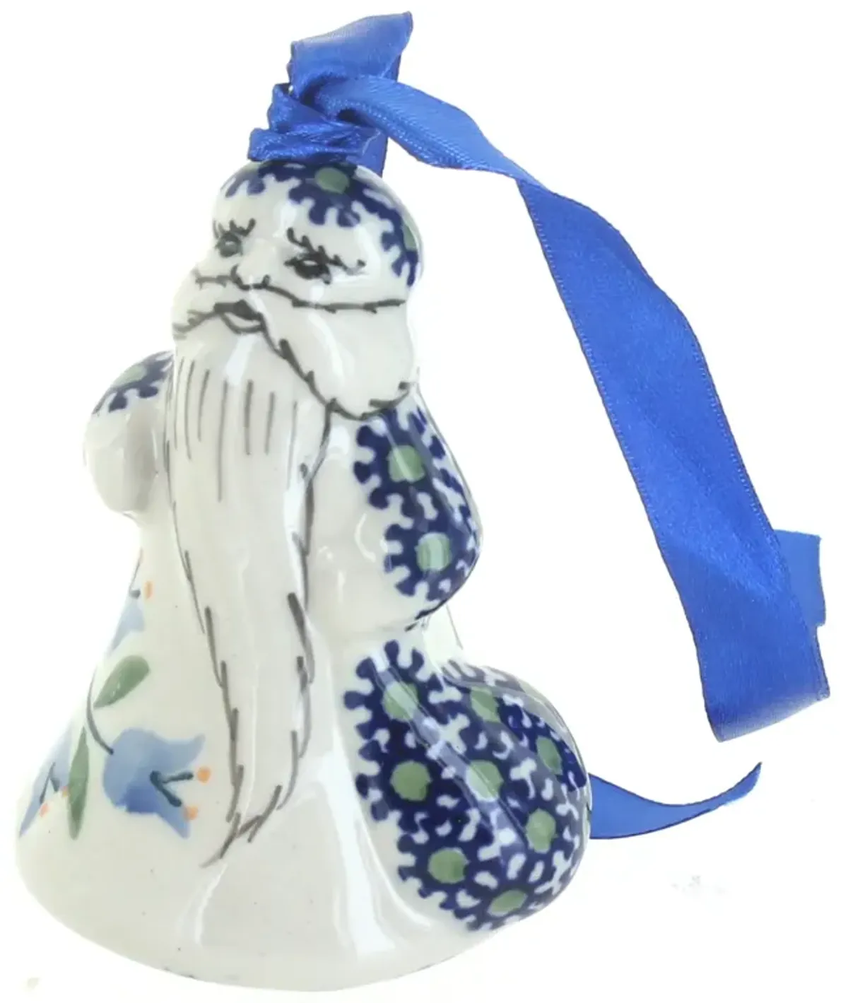 Blue Rose Polish Pottery Tulip Father Christmas Ornament