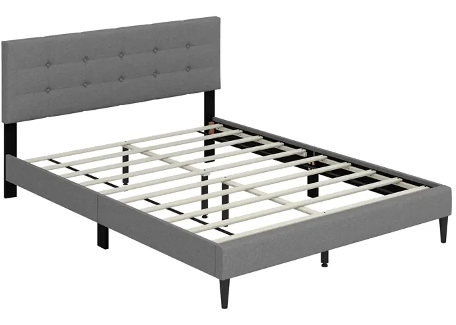 Queen Size Upholstered Platform Bed with Button Tufted Headboard